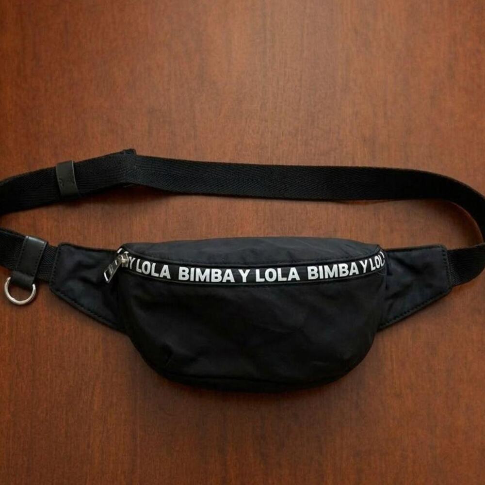 Black nylon belt bag